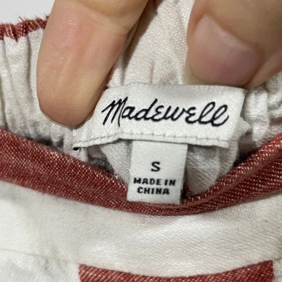 Madewell linen blend Striped Wide-Leg Pants in Red & White - Picture 2 of 4